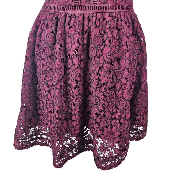 Altard' State Womens Burgundy Lace Fit & Flare Dress Circle Neck Size Sm Formal - Picture 9 of 14
